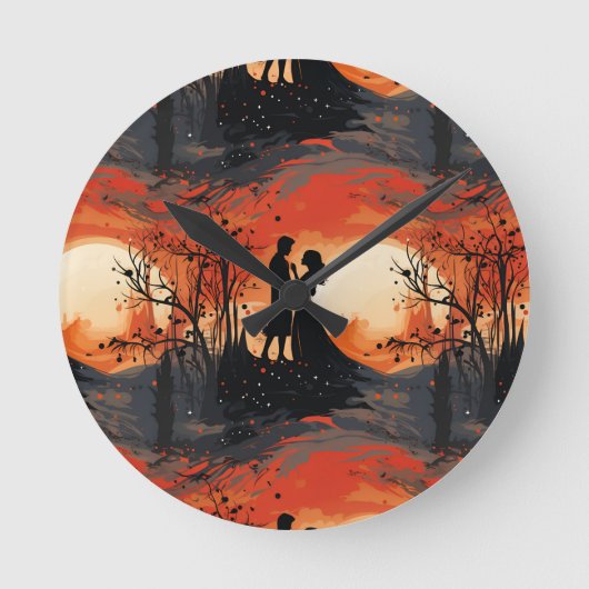 愛するカップル ラウンド壁時計 (正面)