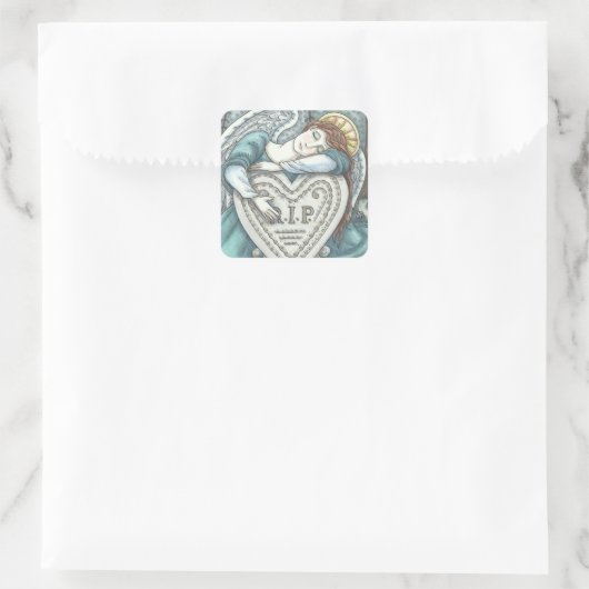 愛するガーディアンエンジェル墓地ステッカースクエシート スクエアシール (バッグ)