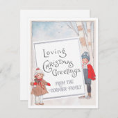 愛するクリスマスの挨拶カスタムヴィンテージの子供 シーズンカード (正面/裏面)