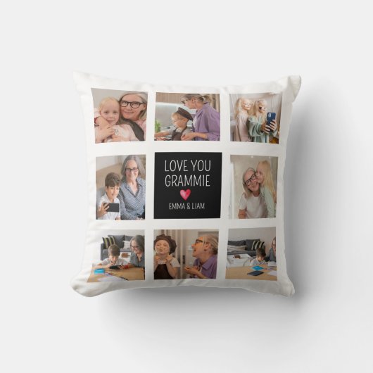 愛するグラミー |おばあちゃんハート8フォトコラージュ クッション (正面)
