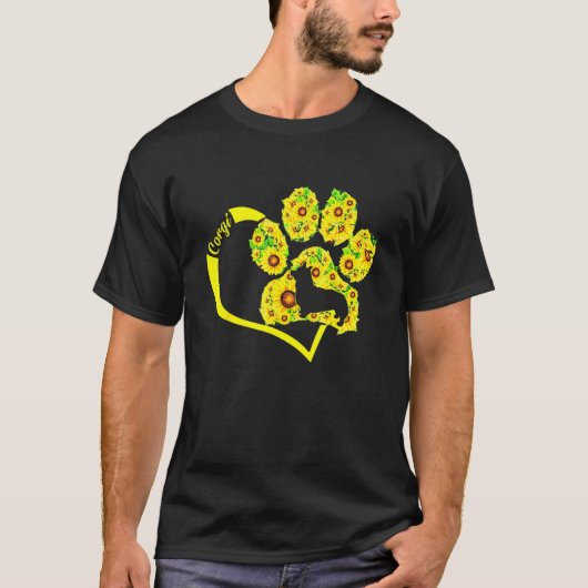 愛するコーギーの足ひまわりコスチューム Tシャツ (正面)