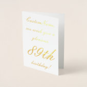 愛するゴールドフォイル89th誕生日グリーティングカード 箔カード (正面)