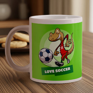 愛するサッカーかわいいおもしろいゲッコ選手の漫画 ジャンボコーヒーマグカップ