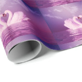 愛するスワンズ型枠ハートパープルピンクパーソナライズされた ラッピングペーパー (ロールコーナー)