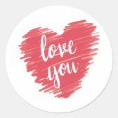 愛するタイポグラフィピンク ラウンドシール (正面)