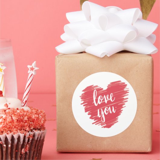 愛するタイポグラフィピンク ラウンドシール (パーティー)