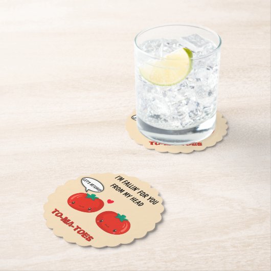 愛するトマトかわいいロマンチックなバレンタインデー ペーパーコースター (インサイチュ)