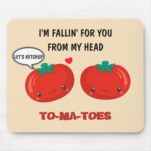 愛するトマトかわいいロマンチックなバレンタインデー マウスパッド (正面)