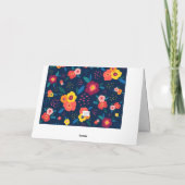 愛するナナ花のパターン青い母の日 カード (裏面)