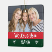 愛するナナ |赤い緑の色のブロック2枚の写真 セラミックオーナメント (左)