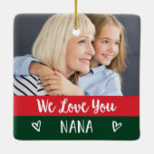 愛するナナ |赤い緑の色のブロック2枚の写真 セラミックオーナメント (裏面)
