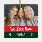 愛するナナ |赤い緑の色のブロック2枚の写真 セラミックオーナメント (正面)