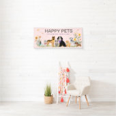 愛するハッピーペットファミリーペットケアグルーミングピンク 横断幕 (インサイチュ)