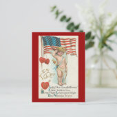 愛するハートの旗の愛国的なバレンタイン シーズンポストカード (スタンド正面)