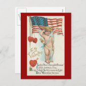 愛するハートの旗の愛国的なバレンタイン シーズンポストカード (正面/裏面)