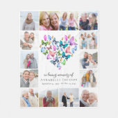 愛するハートの蝶の写真コラージュ フリースブランケット (正面)