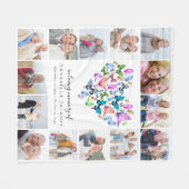 愛するハートの蝶の写真コラージュ フリースブランケット (正面(横))