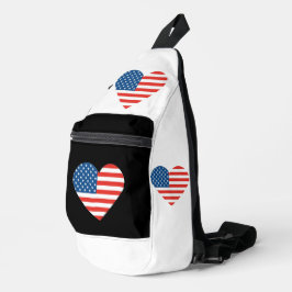 愛するハート型アメリカ国旗のデザイン スリングバッグ