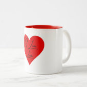 愛するハート赤と白 ツートーンマグカップ (正面右)