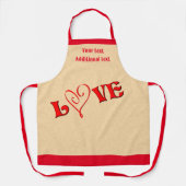 愛するハート パーソナライズされた エプロン (正面)
