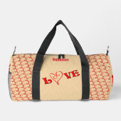 愛するハート パーソナライズされた ダッフルバッグ (裏面)