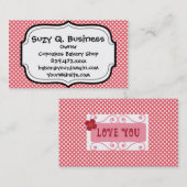 愛するバレンタインデーの贈り物をピンクの水玉模様 名刺 (正面/裏面)