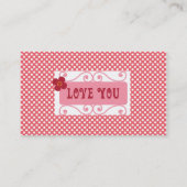 愛するバレンタインデーの贈り物をピンクの水玉模様 名刺 (裏面)