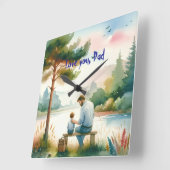 愛するパパ スクエア壁時計 (傾斜)