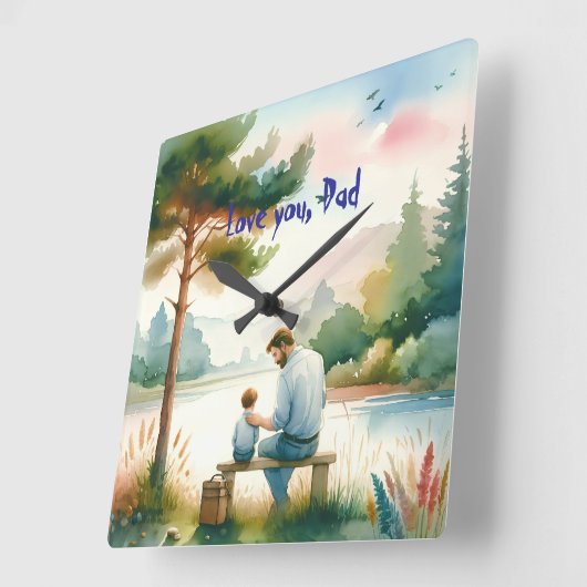 愛するパパ スクエア壁時計 (傾斜)