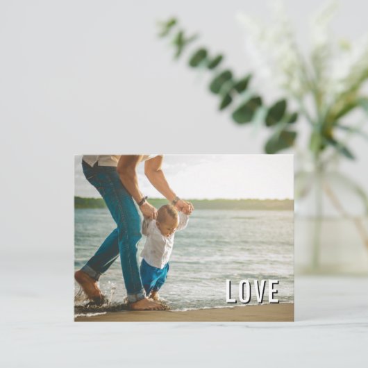 愛するパパ モダン エレガント タイポグラフィー フォト ポストカード (スタンド正面)