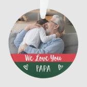 愛するパパ |赤い緑の色のブロック2枚の写真 オーナメント (正面)