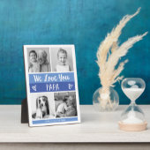 愛するパパ |青い色のブロックフォトグリッド フォトプラーク (側面)