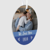 愛するパパ |青い色のブロック2枚の写真 オーナメント (正面)