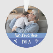 愛するパパ |青い色のブロック2枚の写真 オーナメント (正面)
