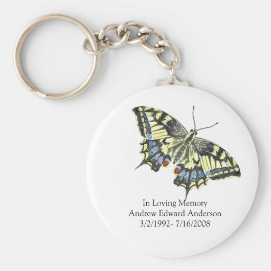 愛するパーソナライズされた記憶の蝶の記念碑 キーホルダー (正面)