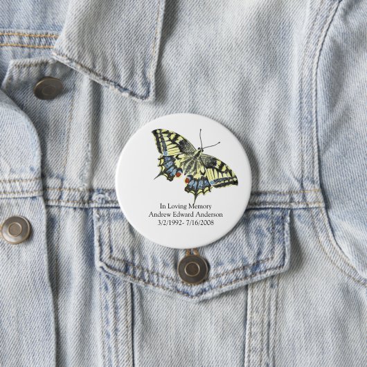 愛するパーソナライズされた記憶の蝶の記念碑 缶バッジ (インサイチュ)