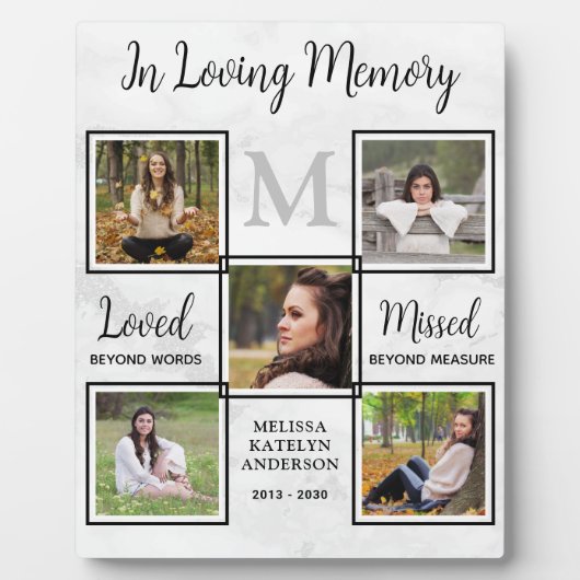 愛するパーソナライズされた記憶フォトコラージュ記念碑 フォトプラーク (正面)