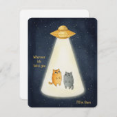 愛するパートナーへのカワイイ猫UFOバレンタインカード シーズンカード (正面/裏面)