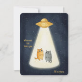 愛するパートナーへのカワイイ猫UFOバレンタインカード シーズンカード (正面)