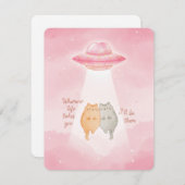 愛するパートナーへのカワイイ猫UFOバレンタインカード シーズンカード (正面/裏面)