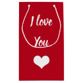 愛するヒョウハート赤パーソナライズされた名 スモールペーパーバッグ (裏面)