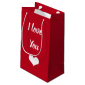 愛するヒョウハート赤パーソナライズされた名 スモールペーパーバッグ (裏面アングル)
