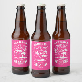 愛するビーチとバックピンク白カスタム色 ビールラベル