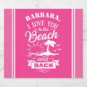 愛するビーチとバックピンク白カスタム色 ビールラベル (シングルラベル)