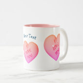 愛するピンクのハート パーソナライズされた ツートーンマグカップ (正面右)