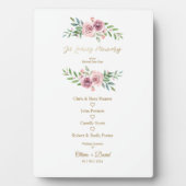 愛するフローラのテーブルのピンク結婚のメモリリース フォトプラーク (正面)