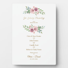 愛するフローラのテーブルのピンク結婚のメモリリース フォトプラーク