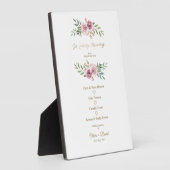 愛するフローラのテーブルのピンク結婚のメモリリース フォトプラーク (側面)