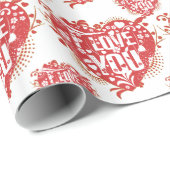 愛するフローラレトロハートパターン ラッピングペーパー (ロールコーナー)