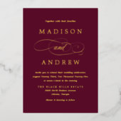 愛するブルゴーニュと金ゴールド書結婚の 箔招待状 (正面)